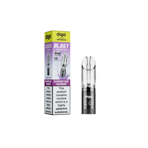 DOJO BLAST 2000 Go Transparent Pod & Refill (Powered by Vaporesso) [Blueberry Sour Raspberry 20mg]