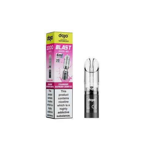 DOJO BLAST 2000 Go Transparent Pod & Refill (Powered by Vaporesso) [Strawberry Raspberry Cherry Ice 20mg]