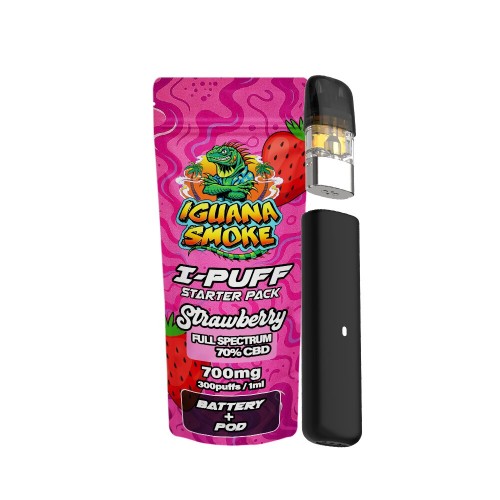 Iguana Smoke CBD I-Puff Pod Kit [Strawberries 700mg]