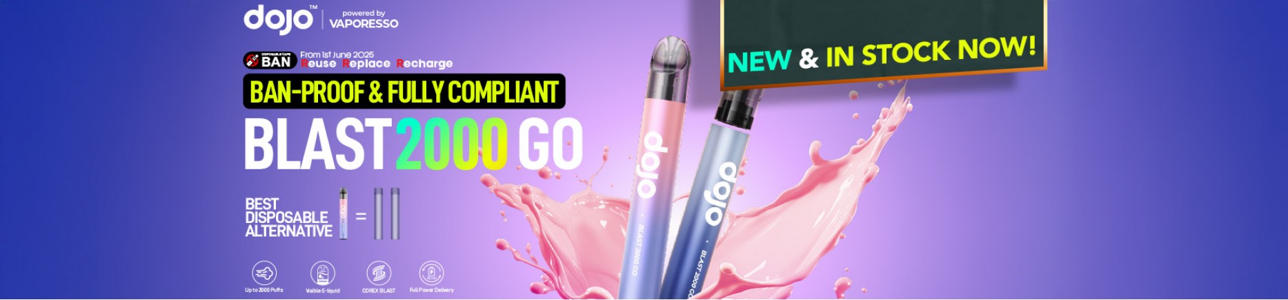 New Dojo Blast 2000 Go Transparent Pod & Refill 20mg - Order