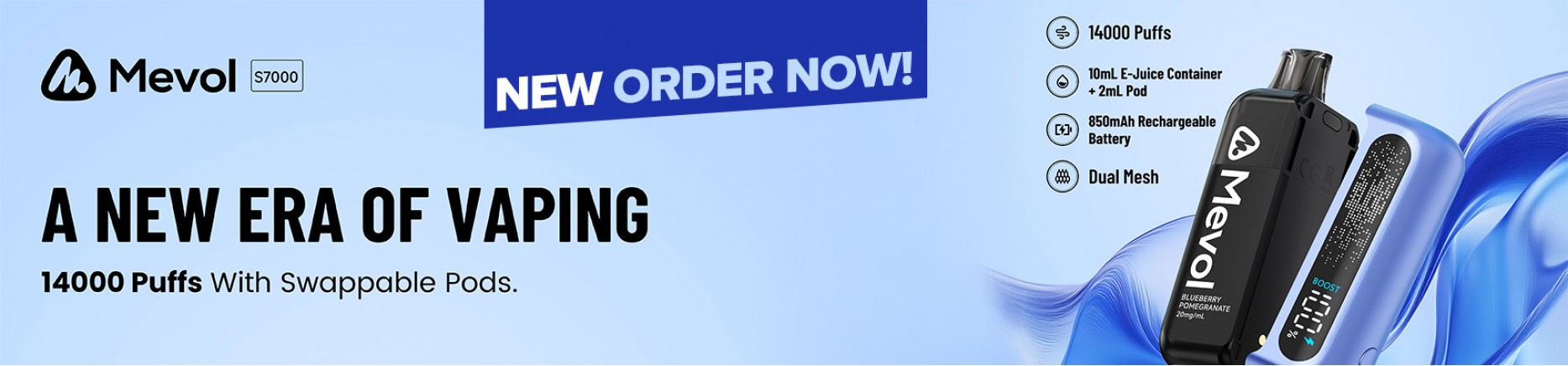New Mevol S7000 Prefilled pod Kit & Refills - Order Now at S