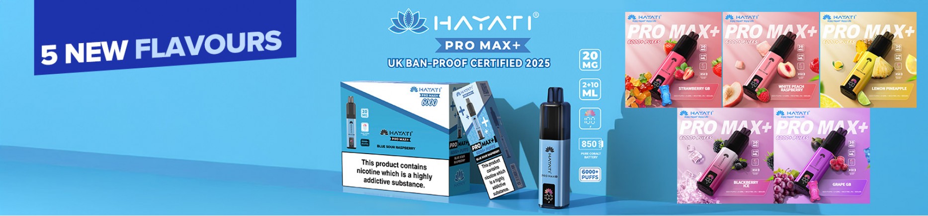 New Hayati Pro Max+ 6k Prefilled Pod Kit & Refills - 5 New F