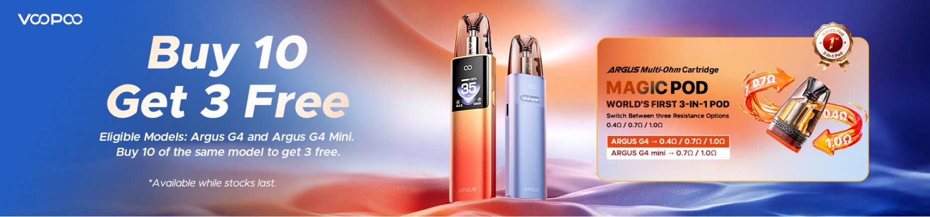 Buy 10 Argus G4 series Pod Kits & Get 3 Free - Order Now at